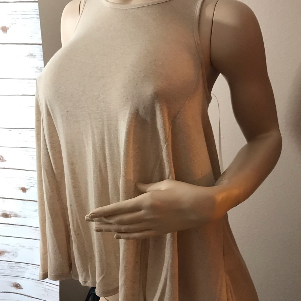 🛍LAST 1❤️Taupe High Low Lace Up Detail Top - Picture 3 of 3